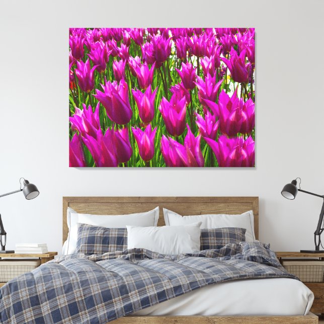 Lienzo Tulipanes morados en Keukenhof Holland Premium env (Insitu(Dormitorio))