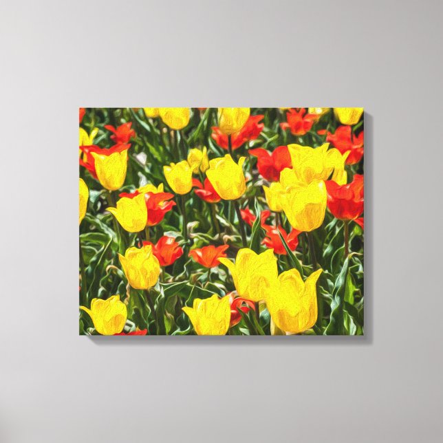 Lienzo Tulipanes rojos y amarillos (Anverso)