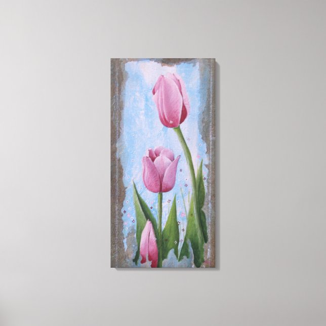 Lienzo Tulipanes rosados  (Anverso)