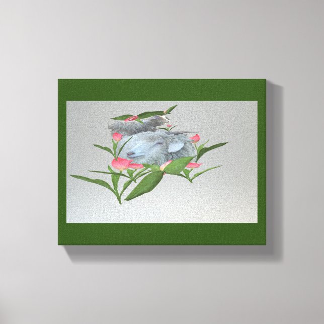 Lienzo Tulipanes rosados y cabras (Anverso)