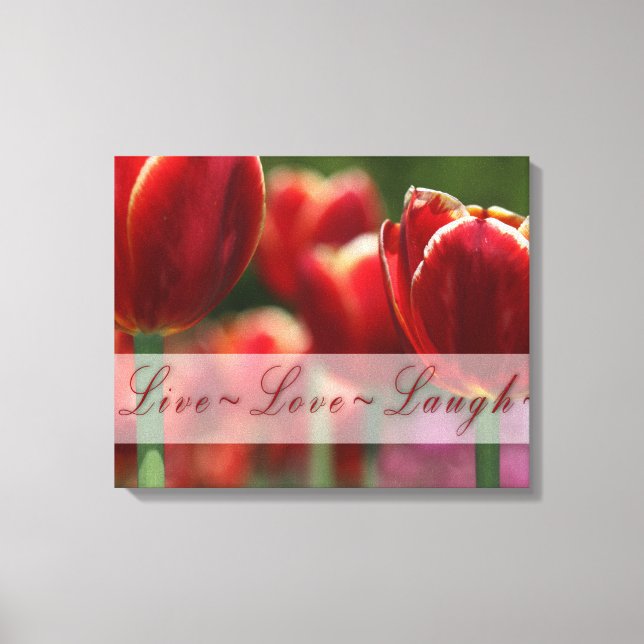 Lienzo Tulips Canvas Wrap "vive el amor risa" (Anverso)