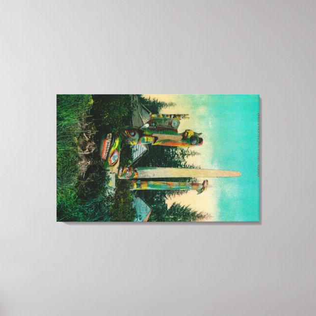 Lienzo Tumbas y tótem indios en el estado de Alaska (Anverso)