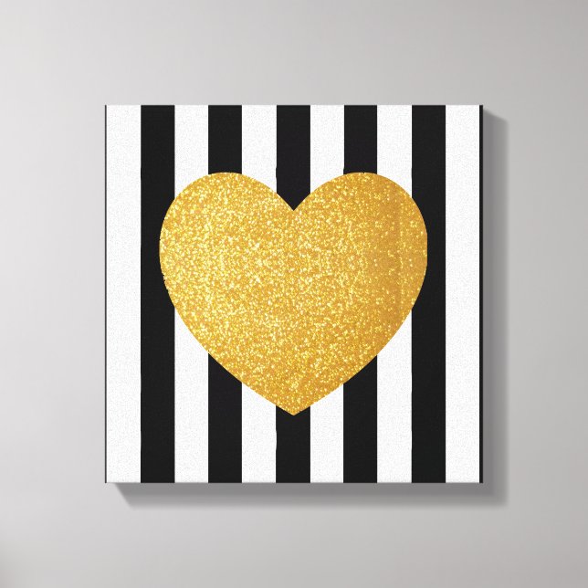 LIENZO TUMBLR WALL ART GOLD PURPURINA HEART (Anverso)