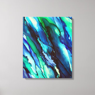 Lienzo Turbulencia azul de mar profundo Pintura de tinta