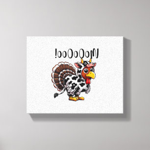 Lienzo Turco Moo gracioso Día de Acción de Gracias Fake C