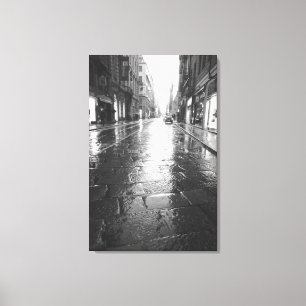 Lienzo Turín Italia, calle mojada por la noche