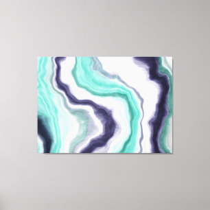 Lienzo Turquesa, Azul oscuro y Marble blanco Agitan las a