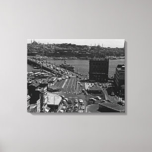 Lienzo Turquía vintage Estambul Karakoy puente de Galata