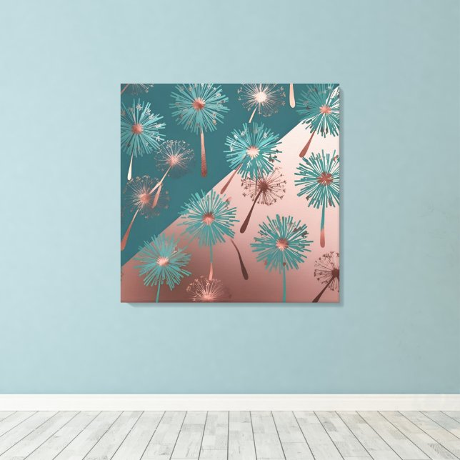Lienzo  Turquoise and Copper Dandelions (Insitu (piso de madera))