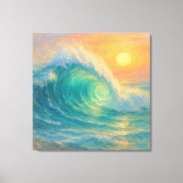 Lienzo Turquoise Wave - Pastel Painting Style Art