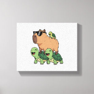 Lienzo Turtle Rige Capybara, curioso capibara