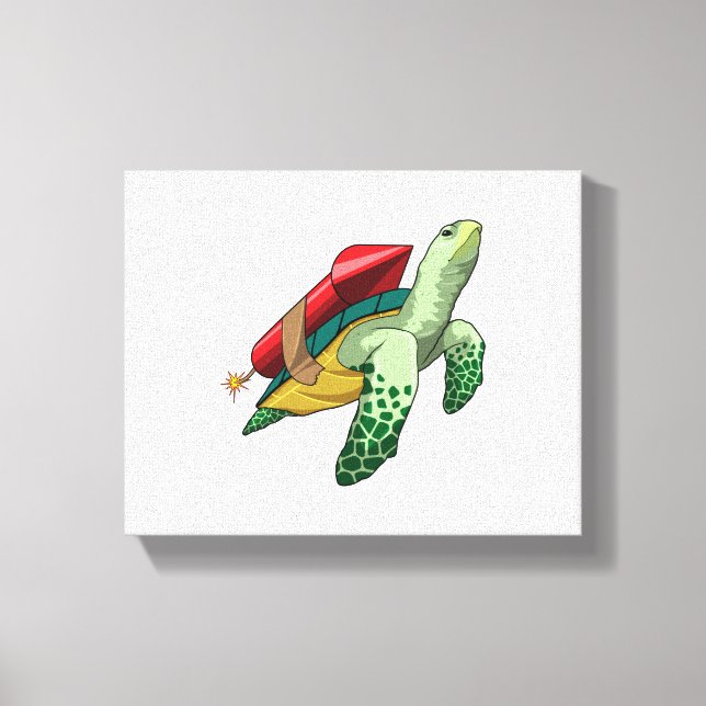 Lienzo Turtle with Rocket (Anverso)