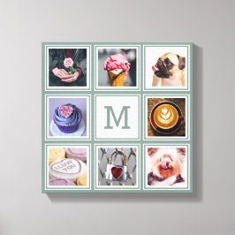 Lienzo TUS 8 FOTOS, MONOGRAMA Y color personalizado