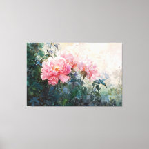 *~* TV2 Pintura vintage Art Watercolor Pink Peony