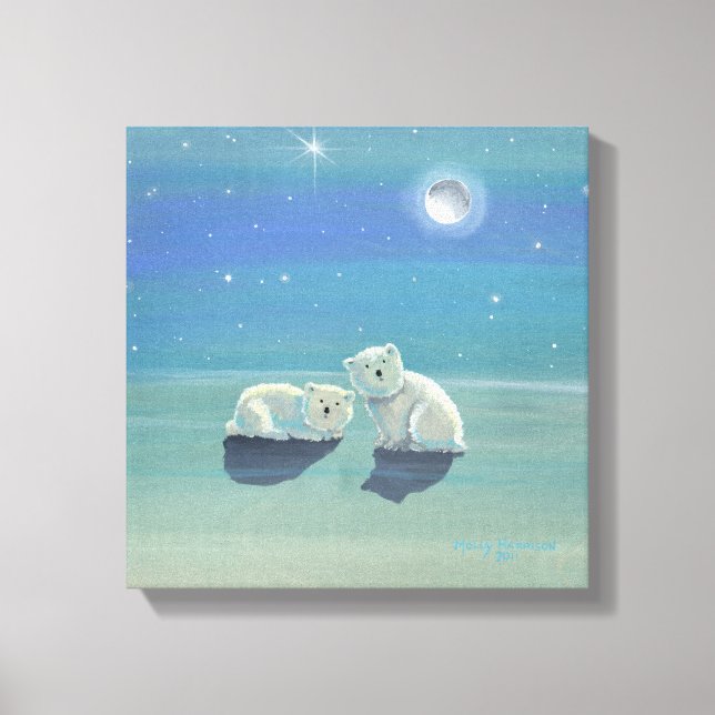 Lienzo Twinkling Winter Polar Bears Wraped Canvas Print (Anverso)