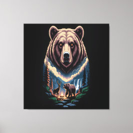 Lienzo Two bears in the forest dark