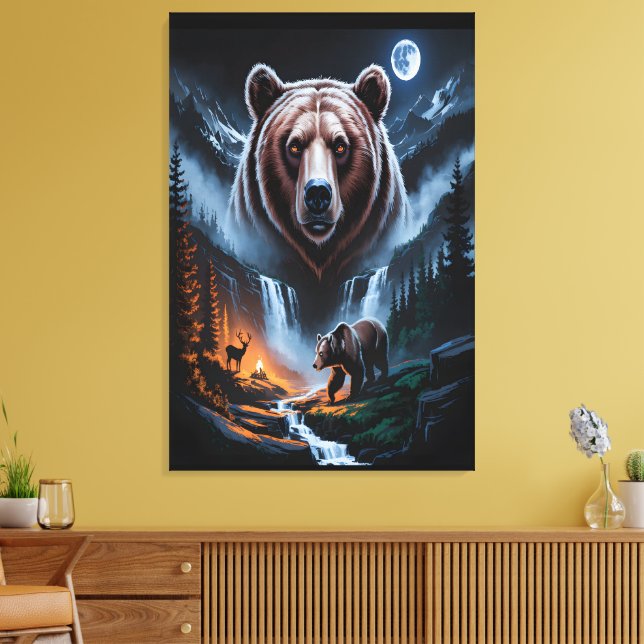 Lienzo Two bears in the forest dark 4 (Insitu (Sala de estar))