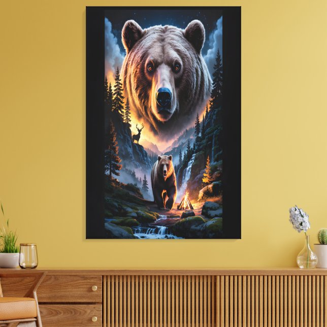 Lienzo Two bears in the forest dark 6 (Insitu (Sala de estar))