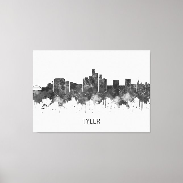 Lienzo Tyler Texas Skyline BW (Anverso)