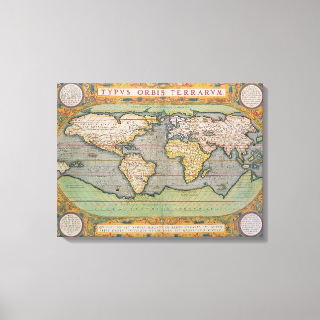 Lienzo Typus Orbis Terrarum, mapa del mundo (Anverso)