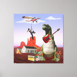 Lienzo Tyrannosaurus Rex Dinosaur Rock & Roll Wall Art
