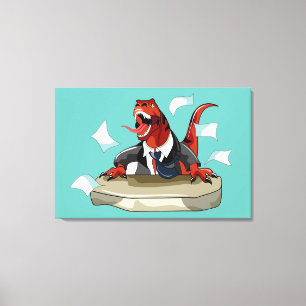 Lienzo Tyrannosaurus Rex Jefe Sentado En Un Escritorio.