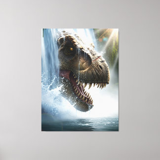 Lienzo Tyrannosaurus T Rex en una cascada