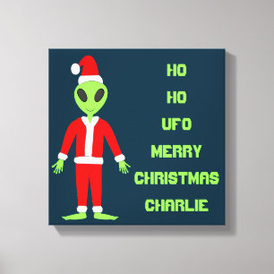 Lienzo UFO Ho Padre Personalizado alienígena de Navidad