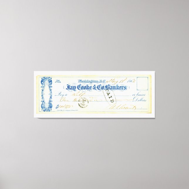 Lienzo Ulysses S. Grant Firmó Check desde el 17 de mayo d (Anverso)