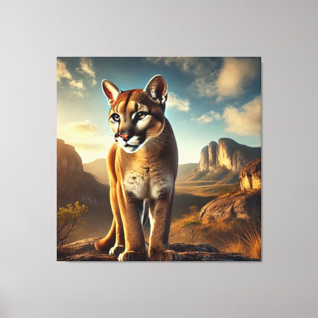 Lienzo Um linda Onça Parda próximo da Chapada Diamantina  (Anverso)