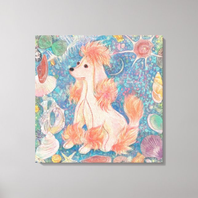 Lienzo "Umi Poodle" Pink Poodle & Seashell Dream Canvas A (Anverso)