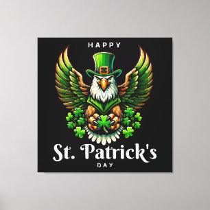Lienzo un águila con sombrero de duende verde