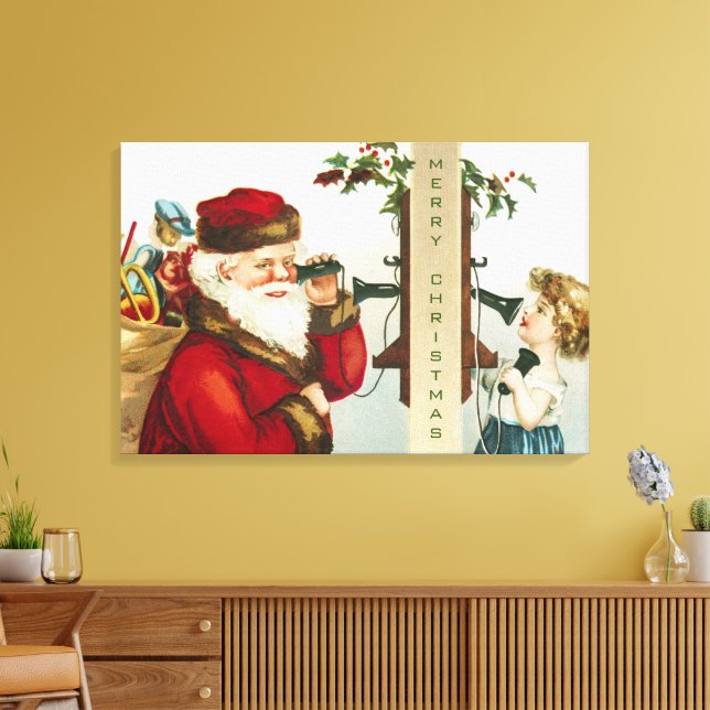 Lienzo Un alegre Santa Claus navideño de Ellen Clapsaddle (Insitu (Sala de estar))