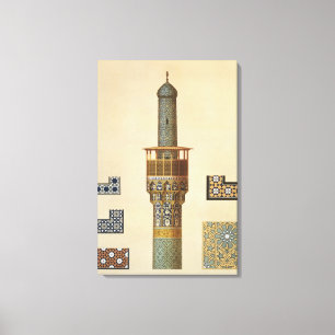 Lienzo Un alminar y detalles de cerámica de la mezquita