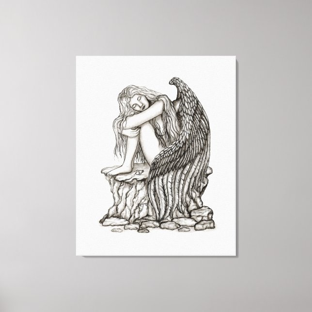 Lienzo Un ángel dormido en la piedra (Anverso)