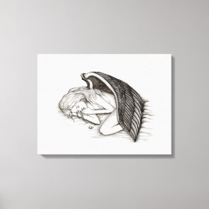 Lienzo Un ángel dormido, negro y blanco