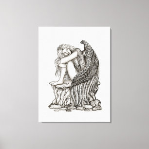 Lienzo Un ángel dormido sobre la piedra
