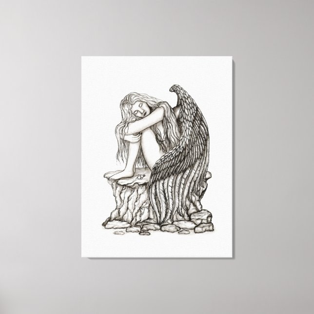 Lienzo Un ángel dormido sobre la piedra (Anverso)