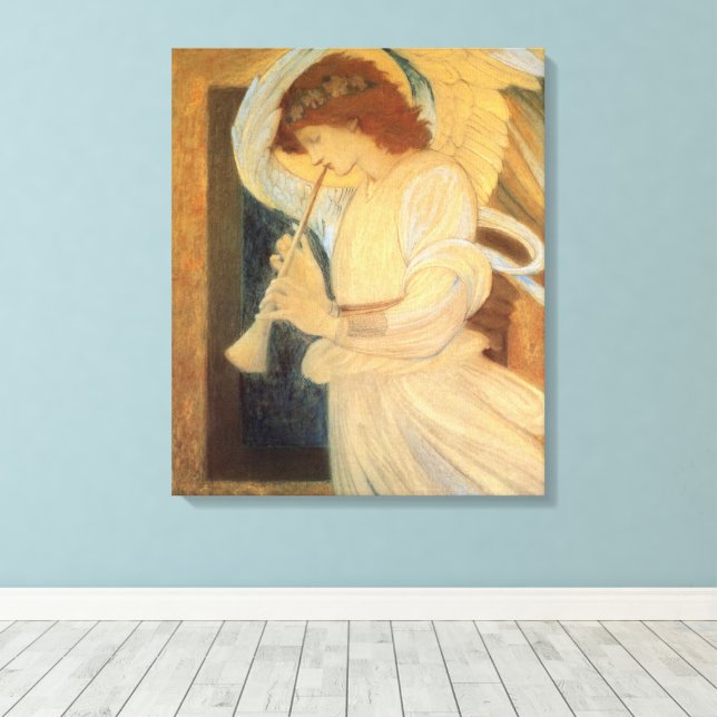 Lienzo Un ángel tocando un flageolet por Burne Jones (Insitu (piso de madera))