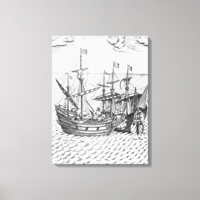 Lienzo Un barco del tesoro español (Anverso)
