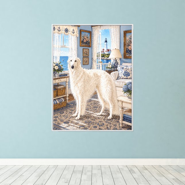 Lienzo Un Borzoi de Nantucket  (Insitu (piso de madera))