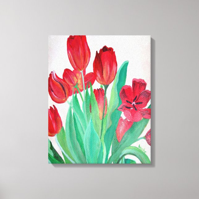 Lienzo Un Bouquet de Tulipanes Rojos (Anverso)