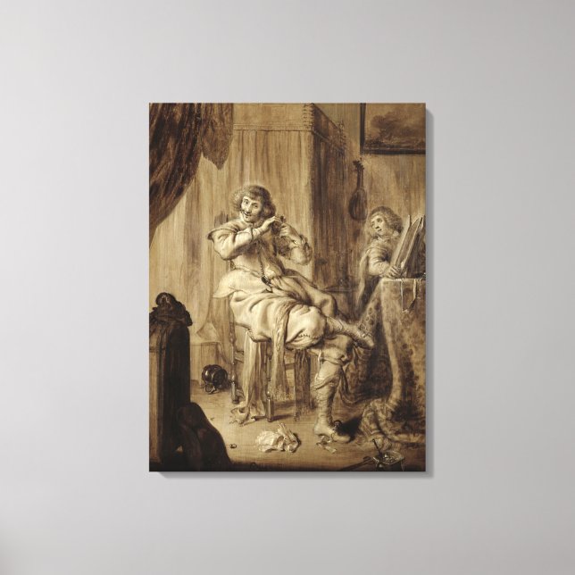 Lienzo Un caballero en su inodoro, 1660 (Anverso)