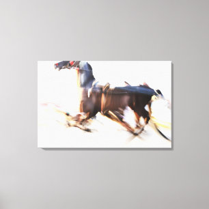 Lienzo Un caballo corriendo a alta velocidad compite en