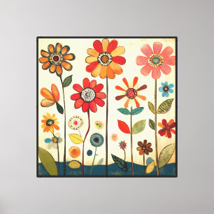 Lienzo Un cálido parche de zinnias de terracota