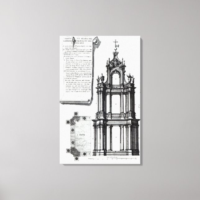Lienzo Un campanile diseñado para San Pedro, Roma (Anverso)