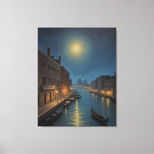 Lienzo un canal acuático con barcos y edificios en la par (Anverso)