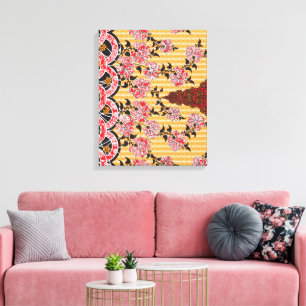 Lienzo Un cautivador patrón oriental adornado con fl rojo