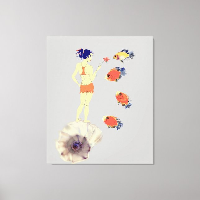Lienzo Un chica con una flor (Anverso)
