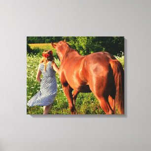 Lienzo Un chica de granja y su lona envuelta galería del